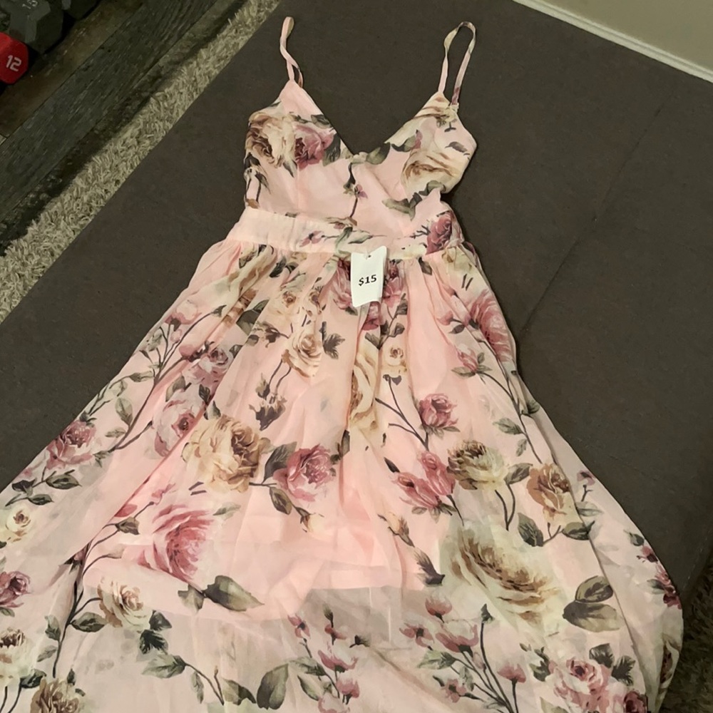 Floral pink maxi dress